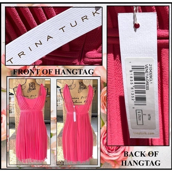 Trina Turk Venetia Dress Fringe Overlay Watermelon Pink Size 2 - Picture 1 of 8